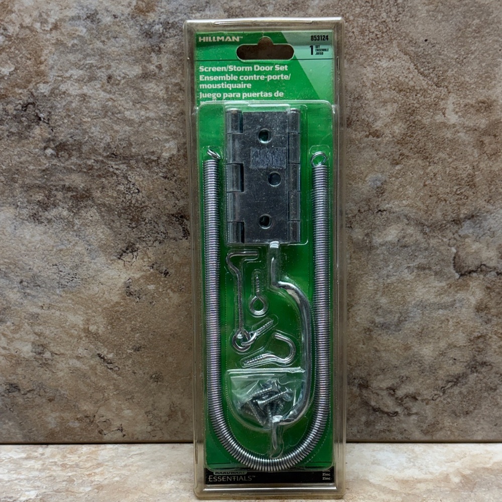 Hillman Screen Storm Door Set 853124 Hardware Essentials Hinges Handle Zinc New